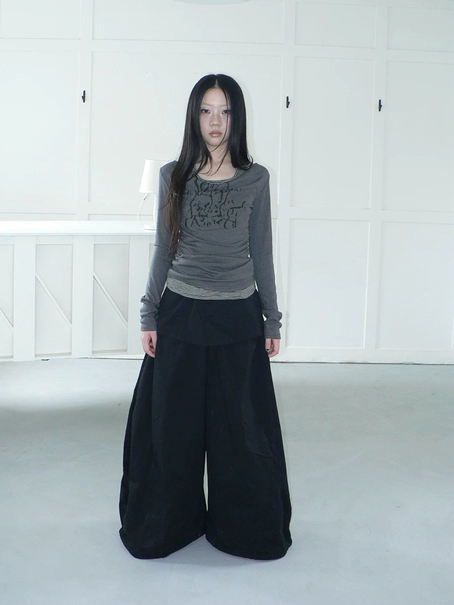ANG: Project Fake Two-piece Splicing Stacked Wide-leg Loose Pants