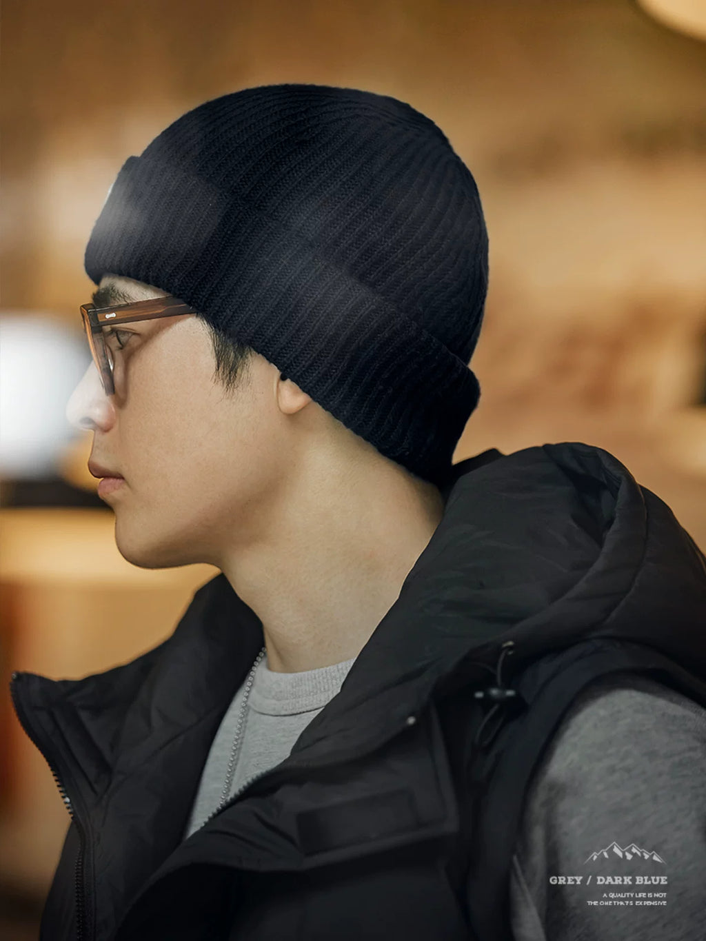 Madden retro folded edge knitted wool hat