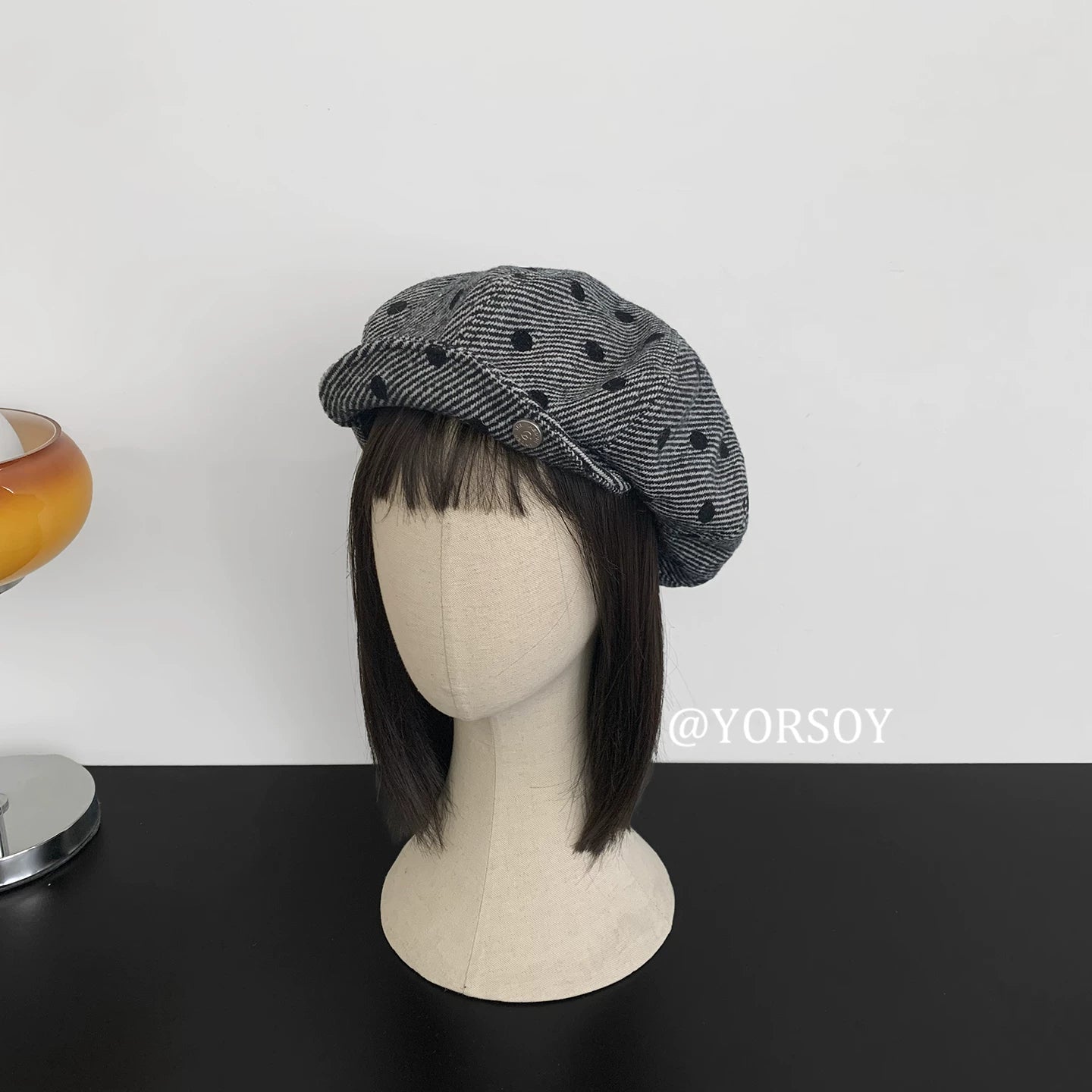 YORSOY Vintage Polka Dot Wool Beret
