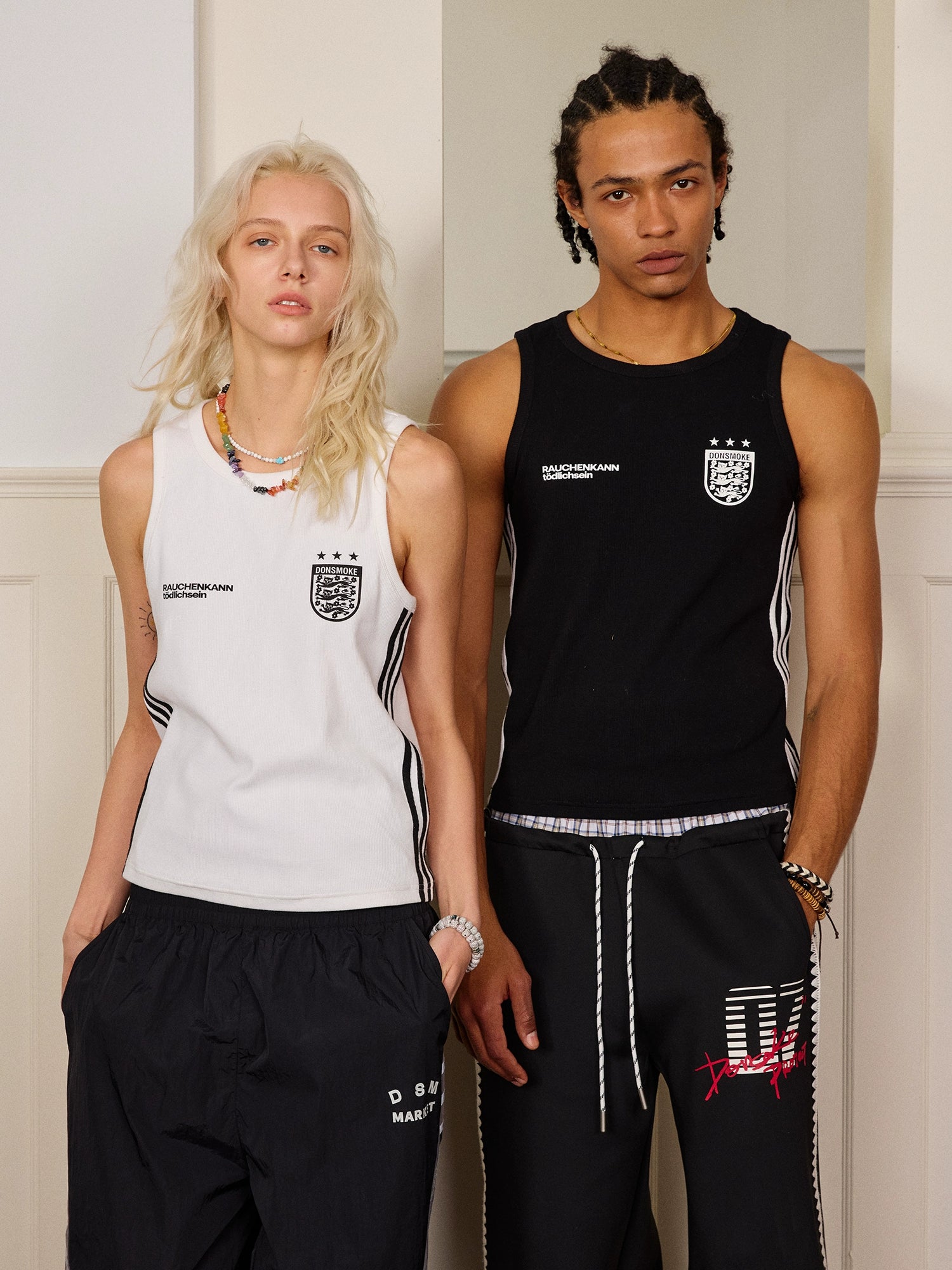 DONSMOKE Football Striped Basic Vest