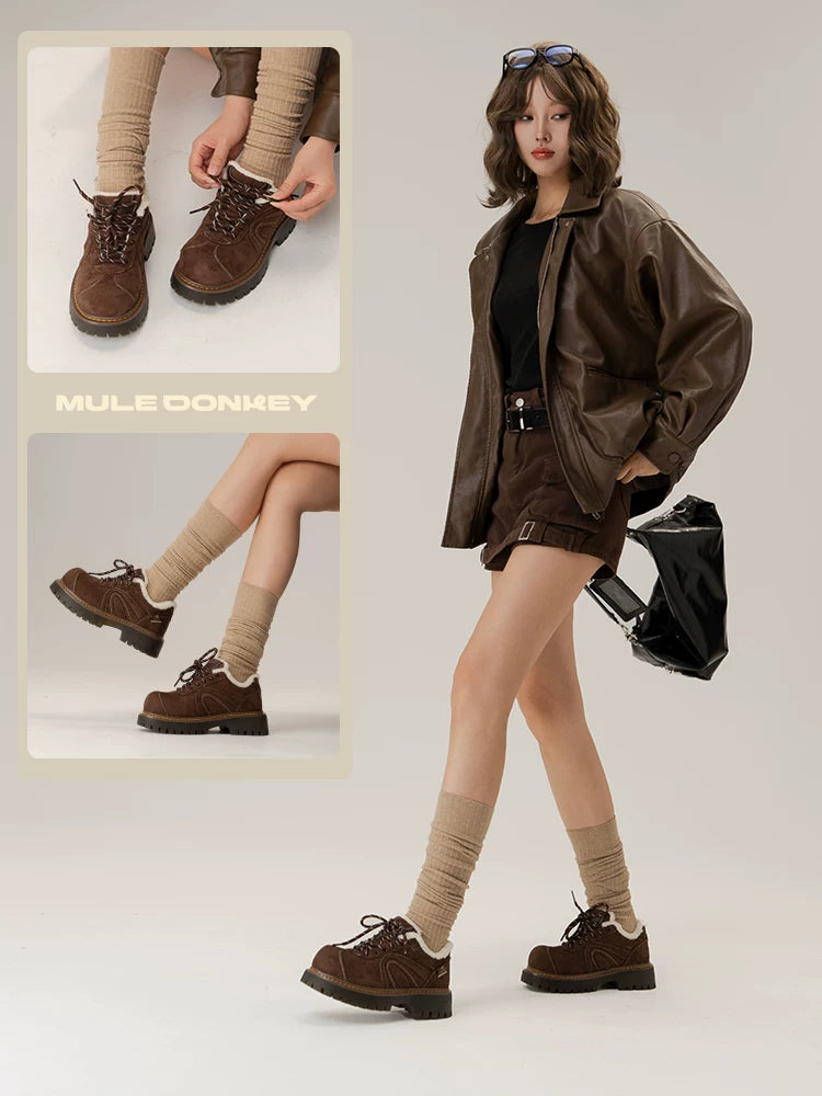 Donkey Retro Big Head Suede Platform Shoes