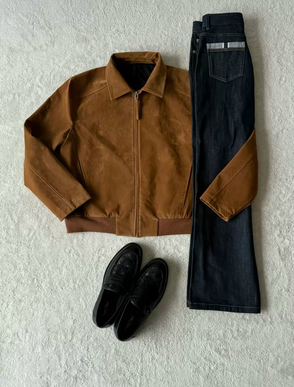 AMBSOM Velvet Suede Lapel Stand-Up Shoulder Jacket