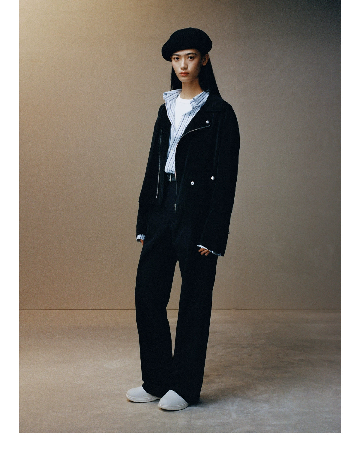 SUPERTOFU Diagonal Zip Lapel Trench Coat