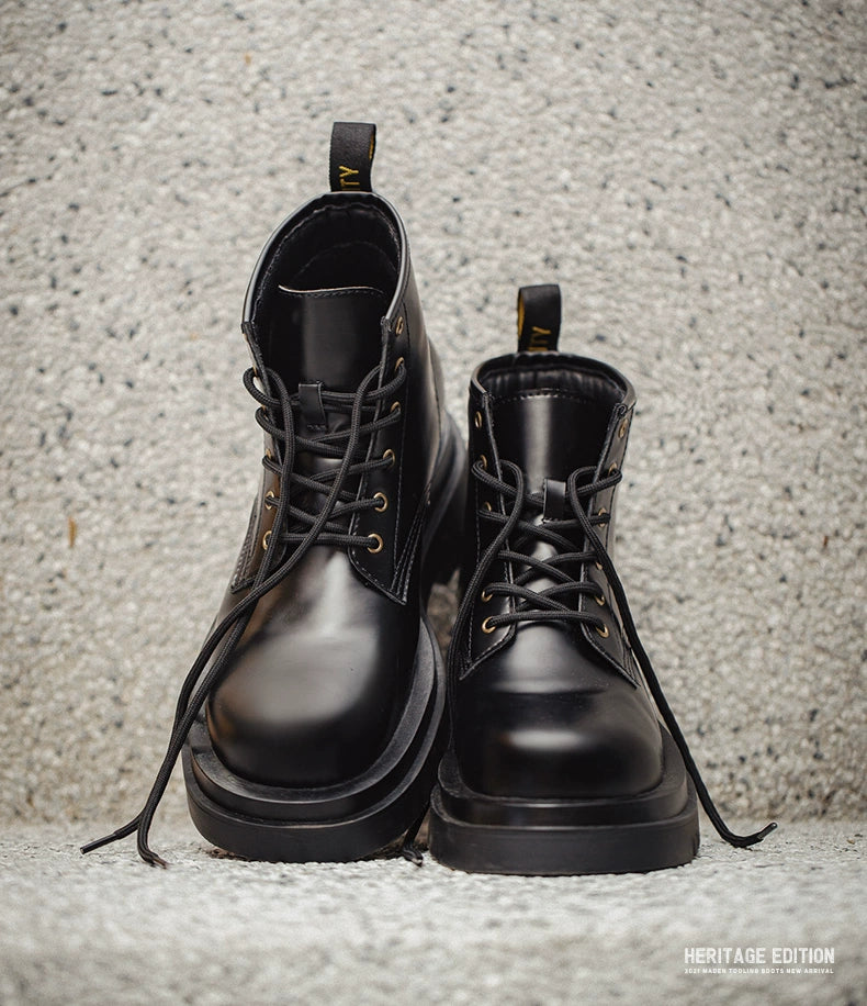 Maden High-top British Style Thick-soled Heightening Casual Tooling Boots