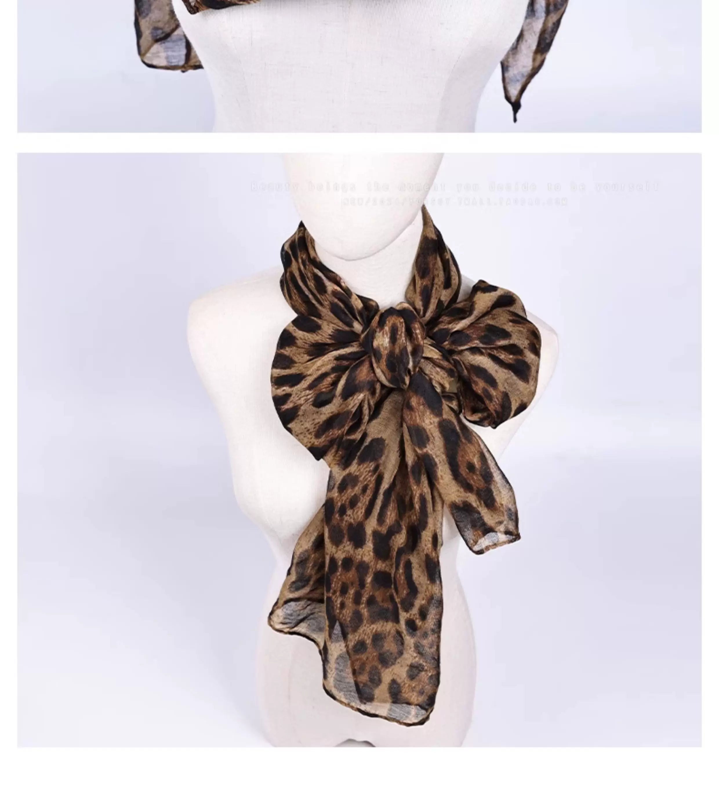 YORSOY Retro Fashionable Leopard Print Silk Scarf