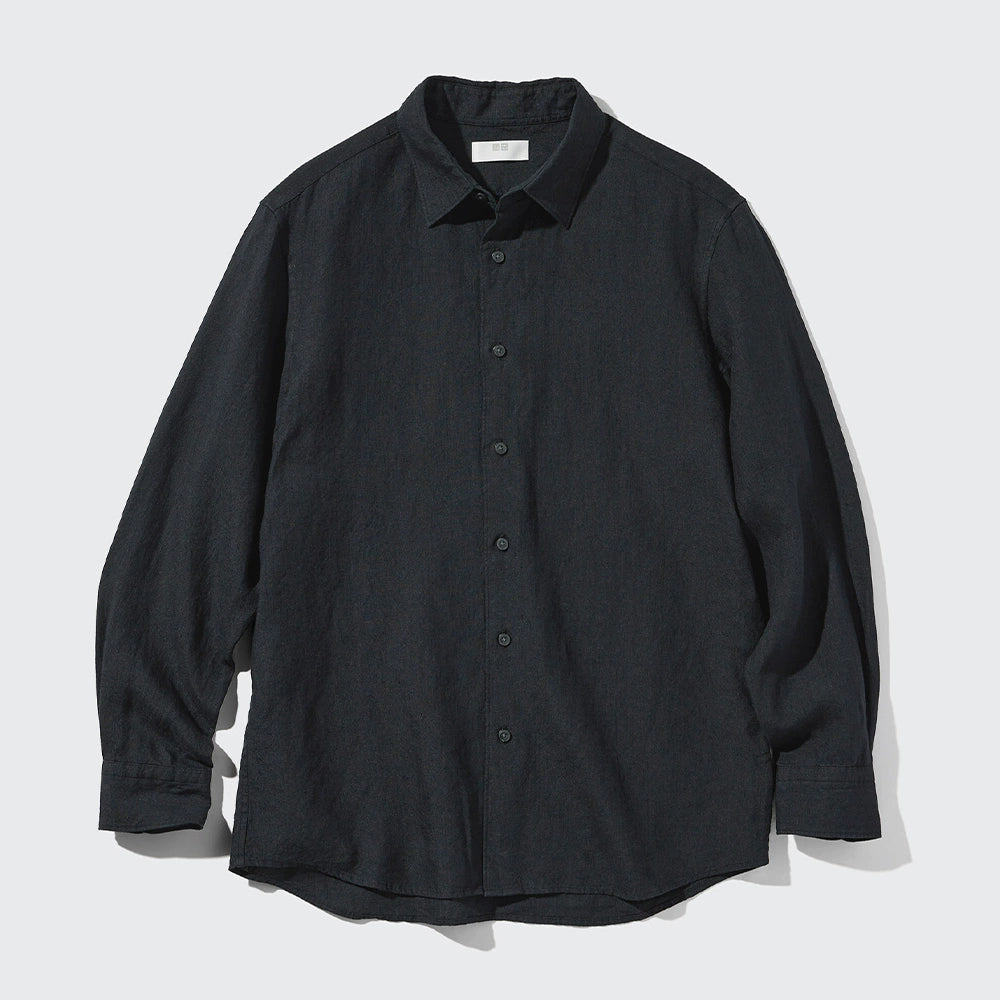 Uniqlo Men's and Women's French Hemp Shirt/Long Sleeve Shirt Linen Casual 25 Spring and Summer New 477641