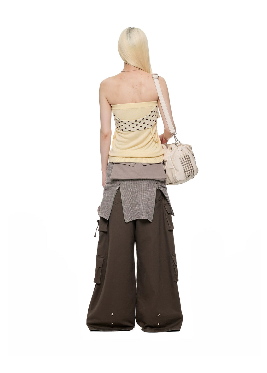 JIKOO Slack Contrasting Polka Dot Wool Tube Top