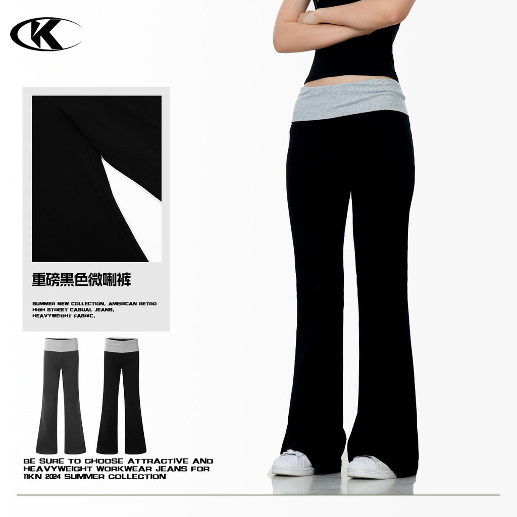 11KN women Low Waist Micro-pull Yoga Casual Pants 95% Cotton