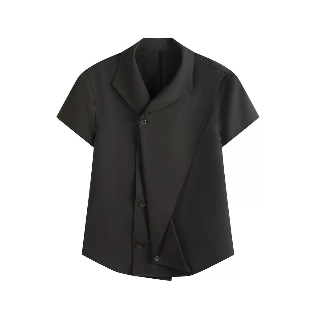 Slight Vogue Folded Flip Sleeve Short Sleeve Shirt