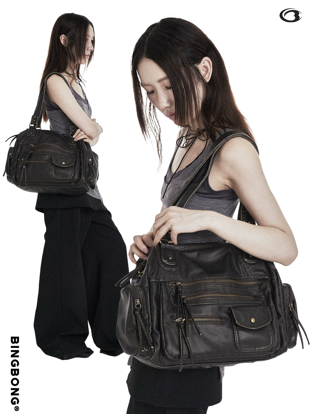 BINGBONG Locomotive Wind Tote Bag Commuter Soft Messenger Bag