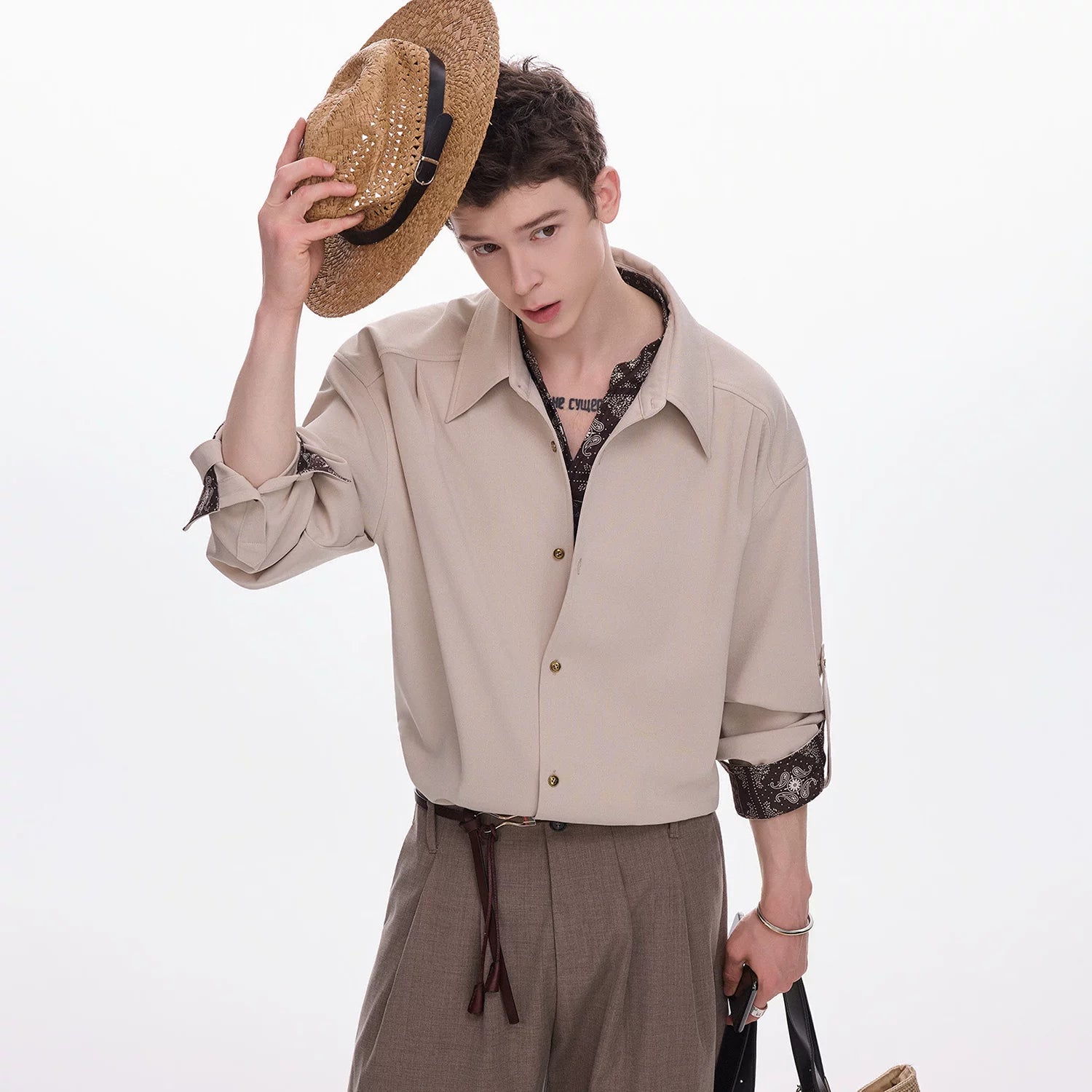 CHOR Vintage Cashew Print Long Sleeve Shirt