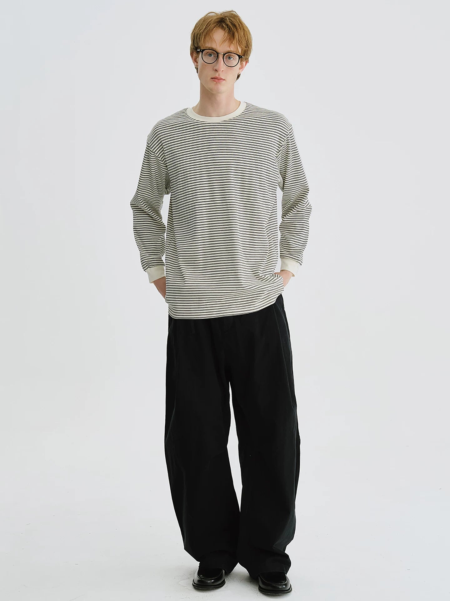 LIVINGTOWN Striped Loose Crew Neck Long Sleeve