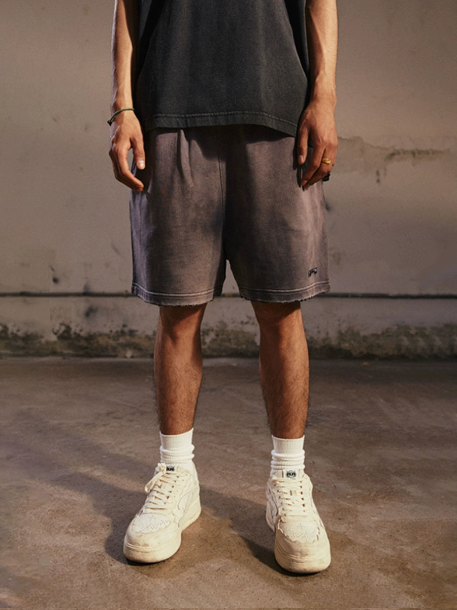 Remedy Washed Embroidered Frayed Casual Shorts