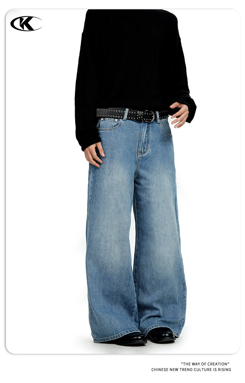 11KN Retro Casual Wide Leg Straight Jeans