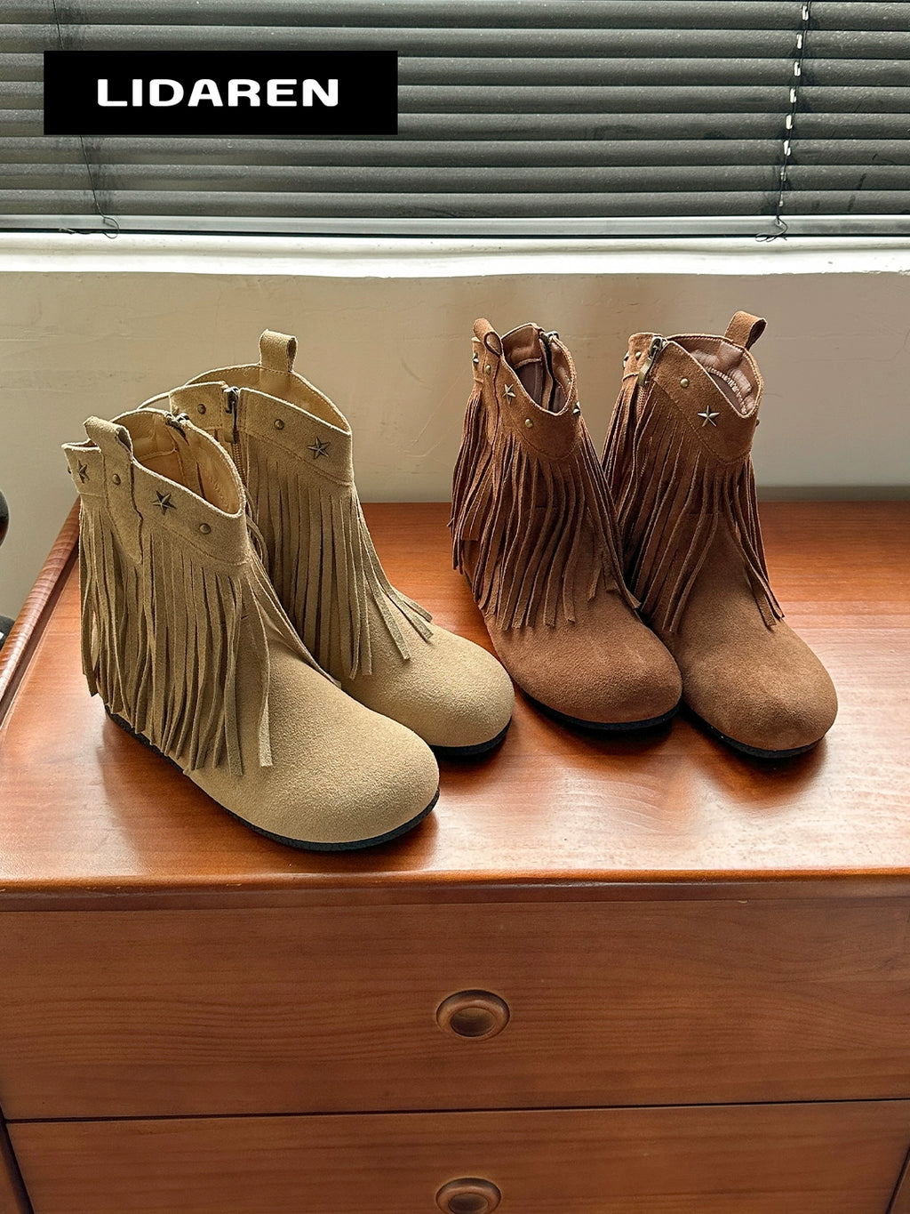 Lidaren Produced Leather Fringed Western Cowboy Boots