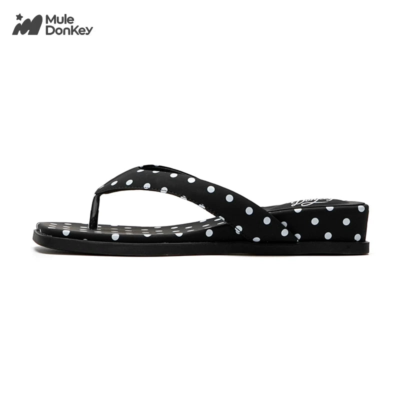 Donkey Polka Dot Wedge Heel Wear Platform Slippers