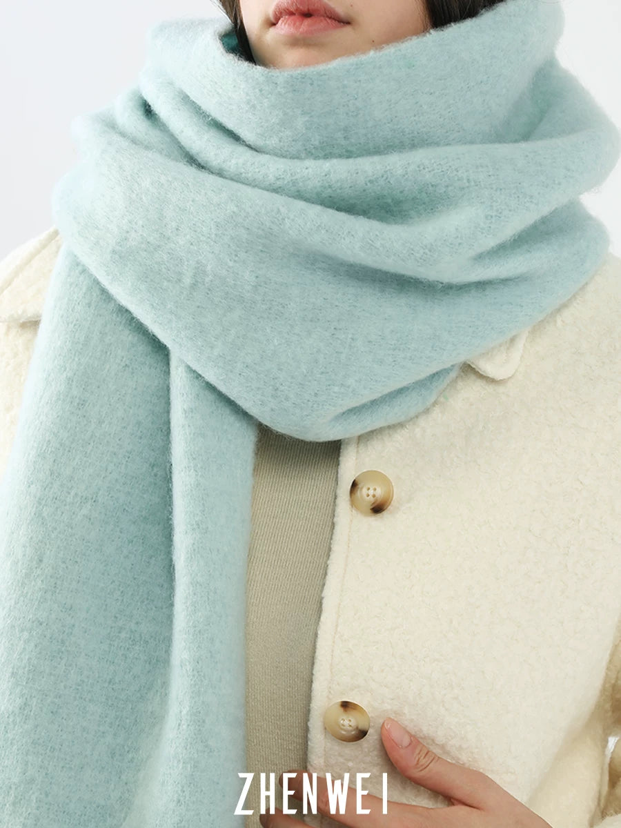 ZHENWEI Mohair Fringed Thick Big Scarf Shawl