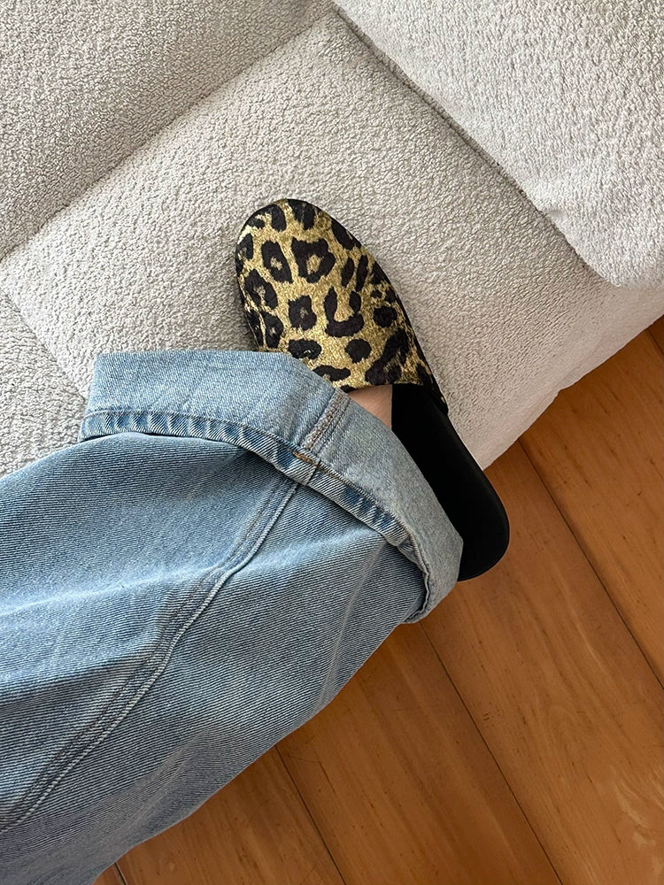 Ennui Cold Leopard Print Lazy Outside Bag Head Slippers