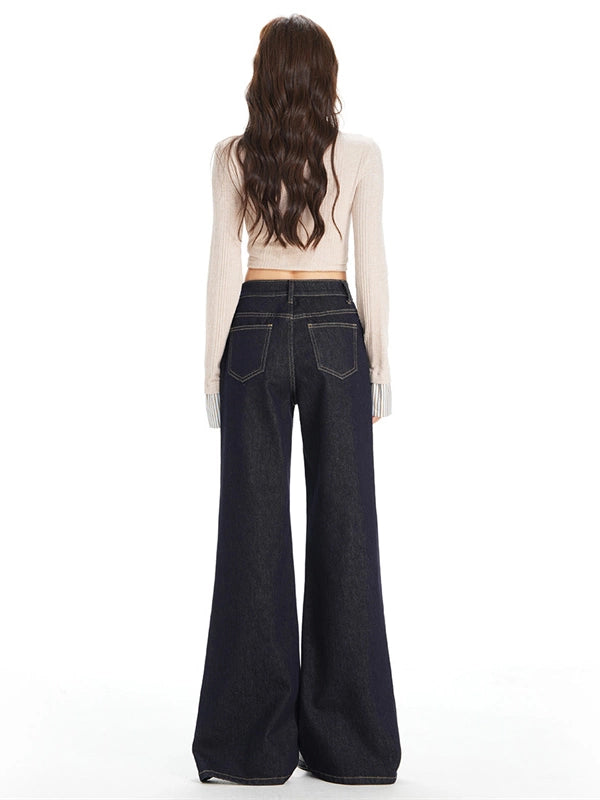 KPSR Retro Asymmetric Waist Seal Micro-pull Jeans