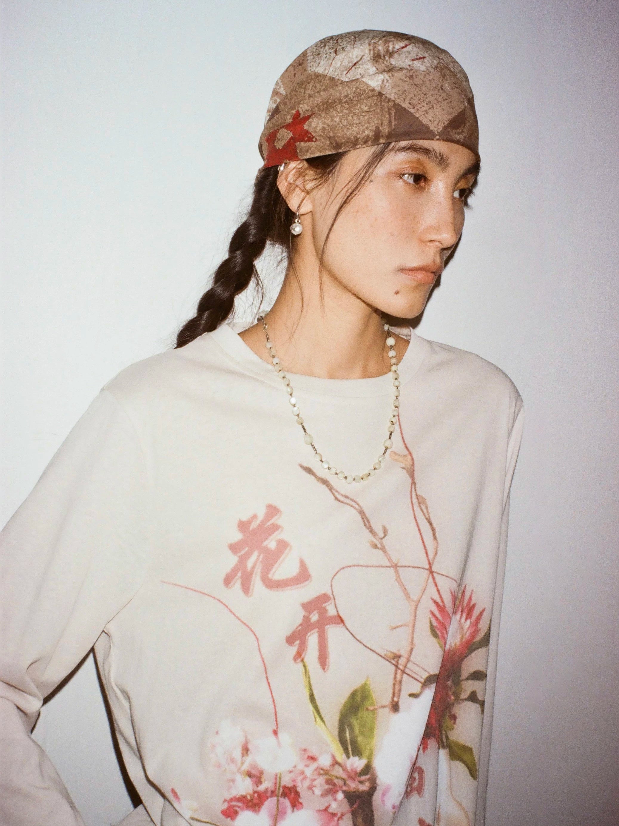 PHYS Chinese Floral Print Lazy Long-sleeved T-shirt