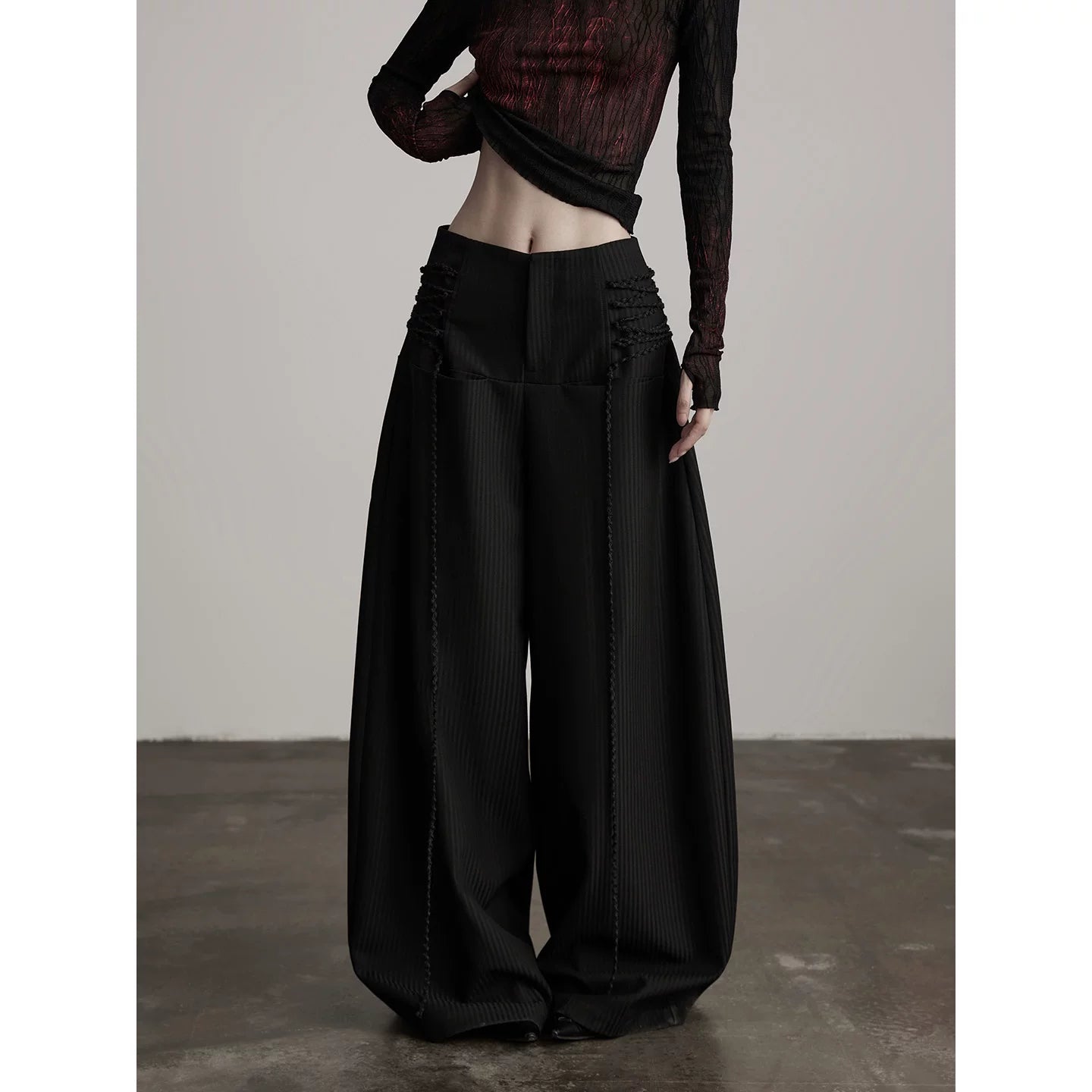 INDULGE Lace-up Scimitar Wide-leg Slacks