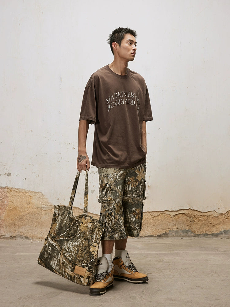Madeinerror Vintage Camouflage Large Capacity Shoulder Portable Tote Bag