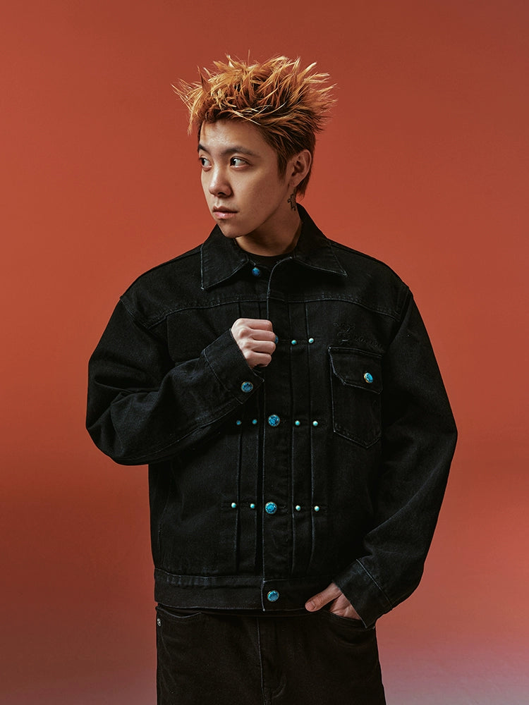 YADcrew turquoise Stones Denim Jacket