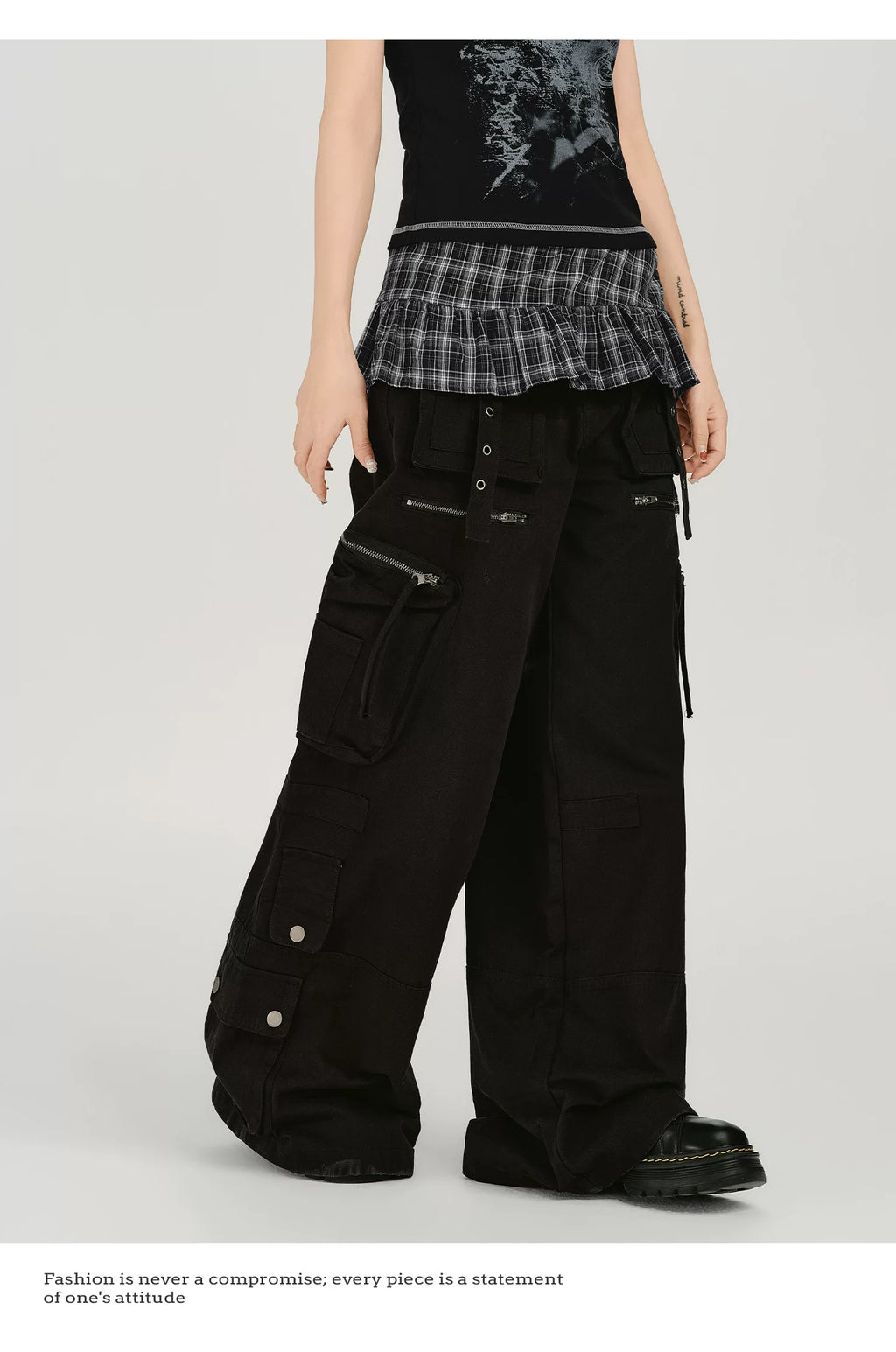 Girlyhalo Casual Versatile Plaid Fart Curtain