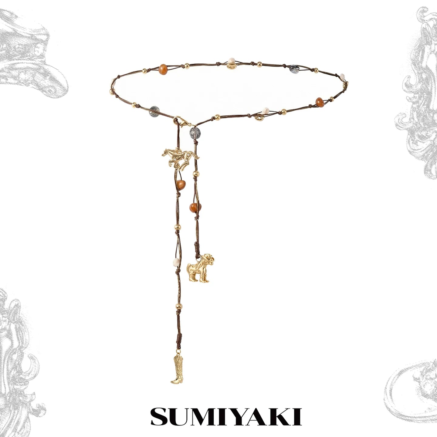 SUMIYAKI Vintage Western Denim Pony Braided Waist Chain