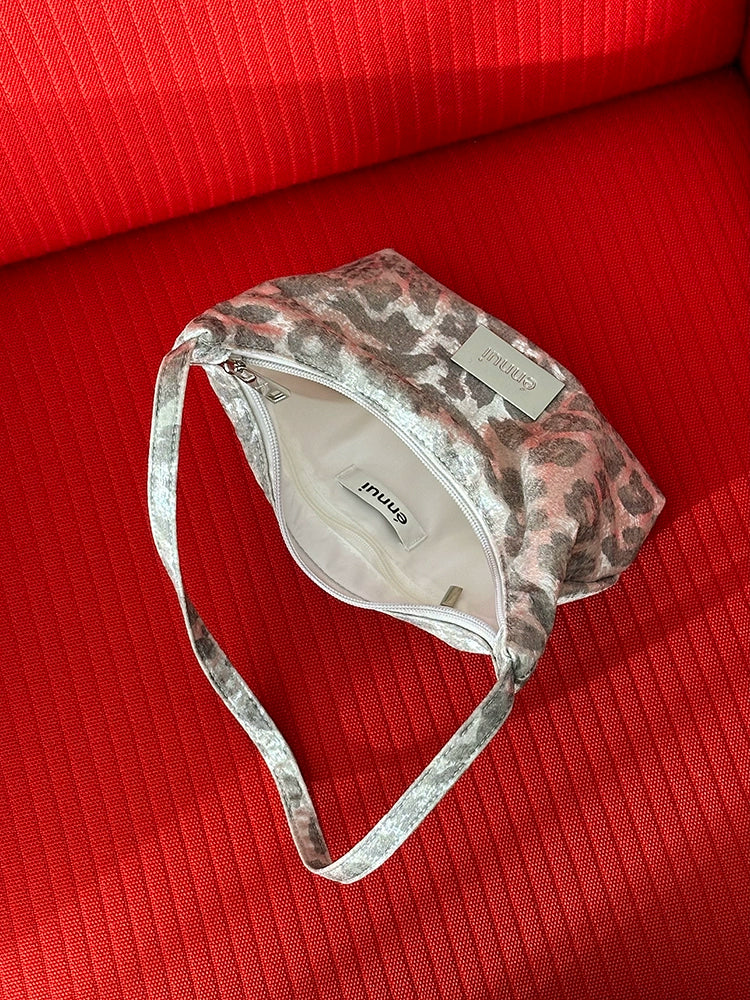 Ennui Cold Leopard Print Portable Underarm Zipper Shoulder Bag