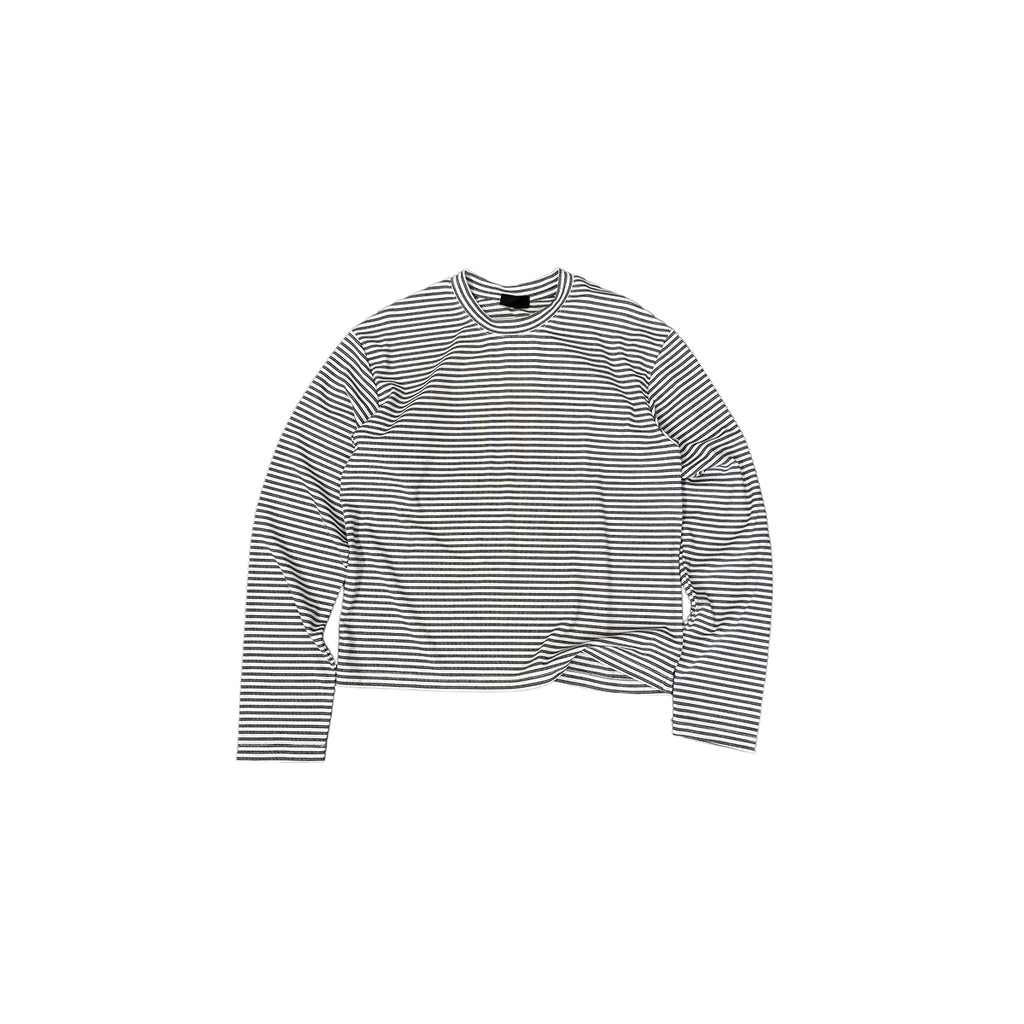 PLUS NO LOGO Casual Retro Crew Neck Striped Long Sleeve