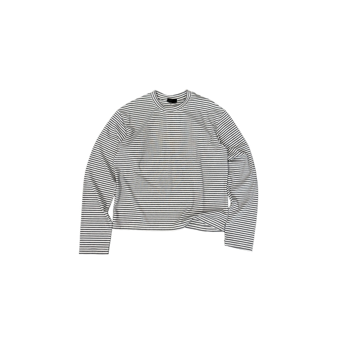 PLUS NO LOGO Casual Retro Crew Neck Striped Long Sleeve