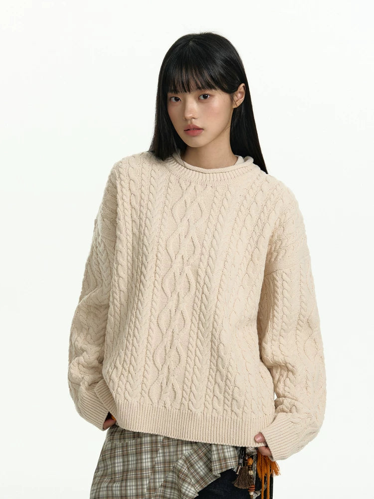TGNS Vintage Loose Casual Crew Neck Pullover