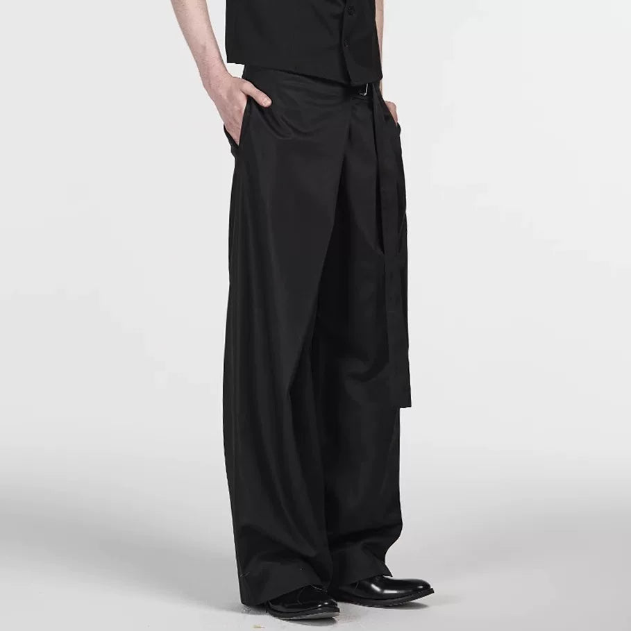 Slight Vogue Single Pleated Adjustable Waist Straight Pants