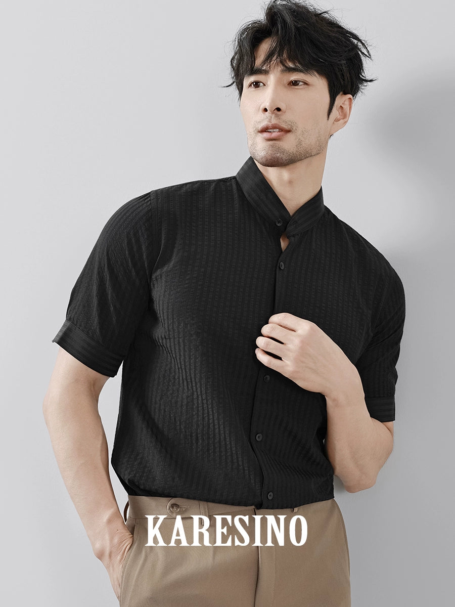 KARESINO Seersucker Striped Shirt