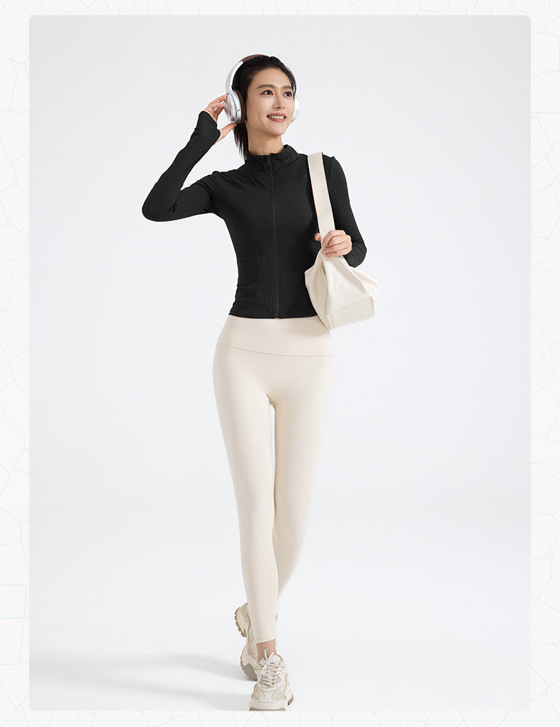 TIANQINGSE Striped Quick-drying Slim-fitting Skinny Naked Sports Long Sleeve