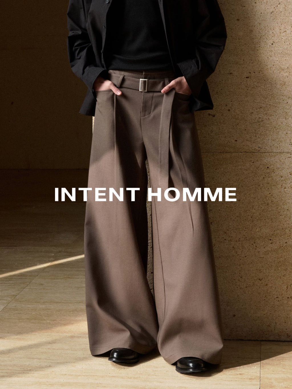 INTENT Dark Striped Straight Casual Trousers