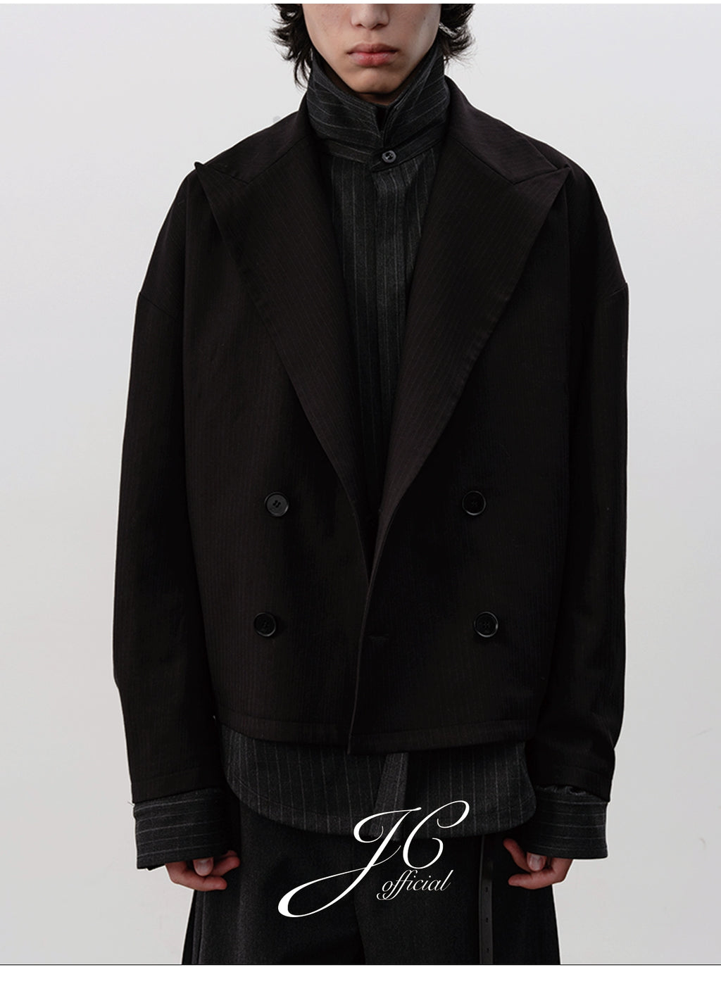 JCAESAR Striped Double-breasted Suit