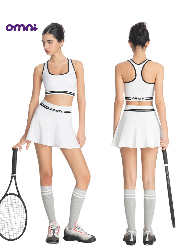 ABMY Sports Contrasting Pleated Short Skirt Pants