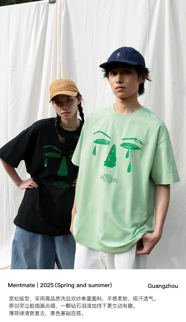 Mentmate Face Graffiti Print Tears Sticker Drill Tee