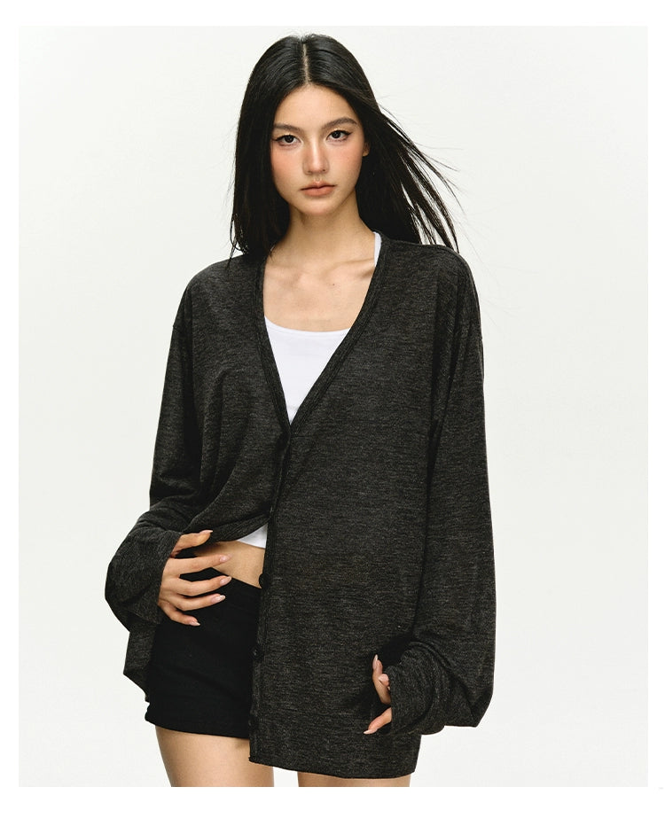 Anna Aneae Loose Thin V-neck Sunscreen Cardigan