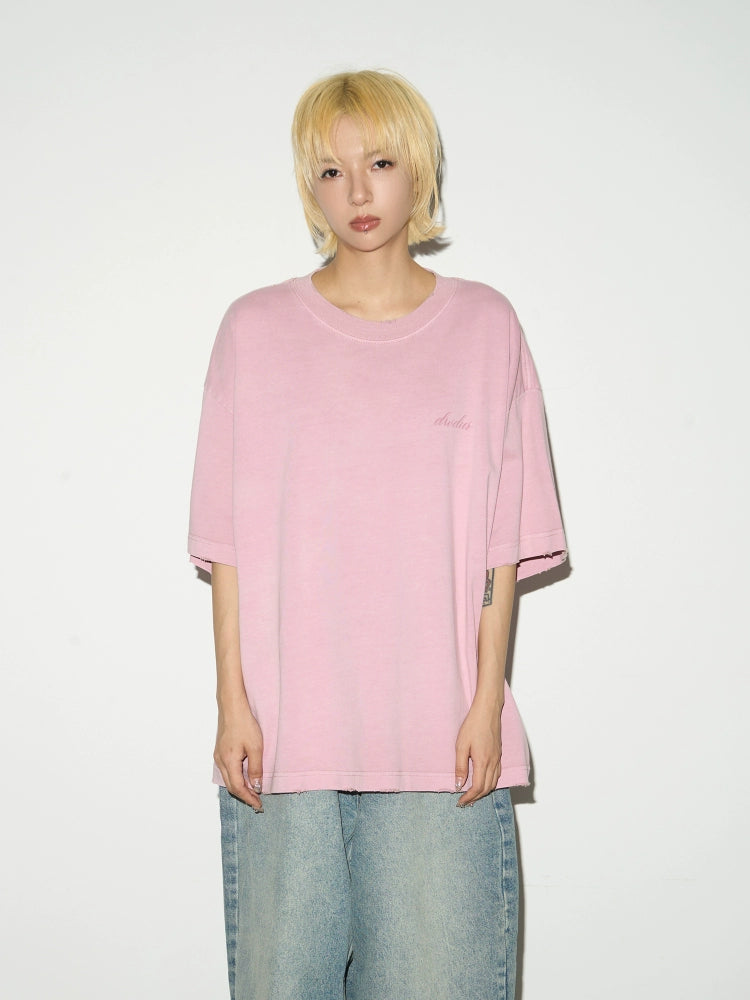 MICHINNYON English Printed Crew Neck Loose Casual Tee