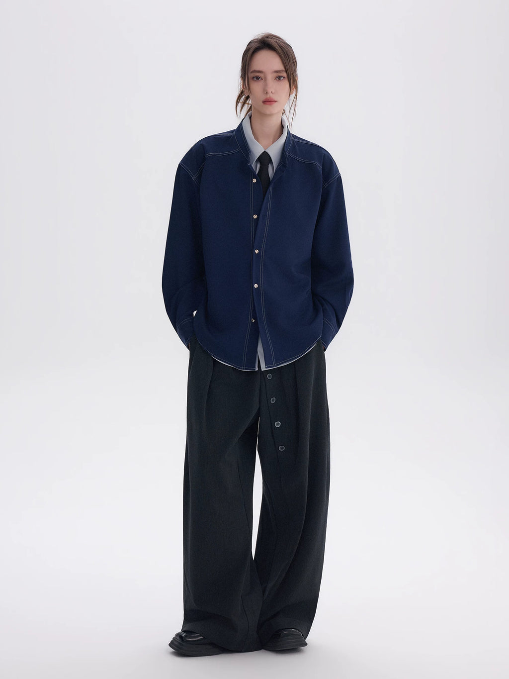 CHOR Fake Two-piece Stand-up Collar Shirt