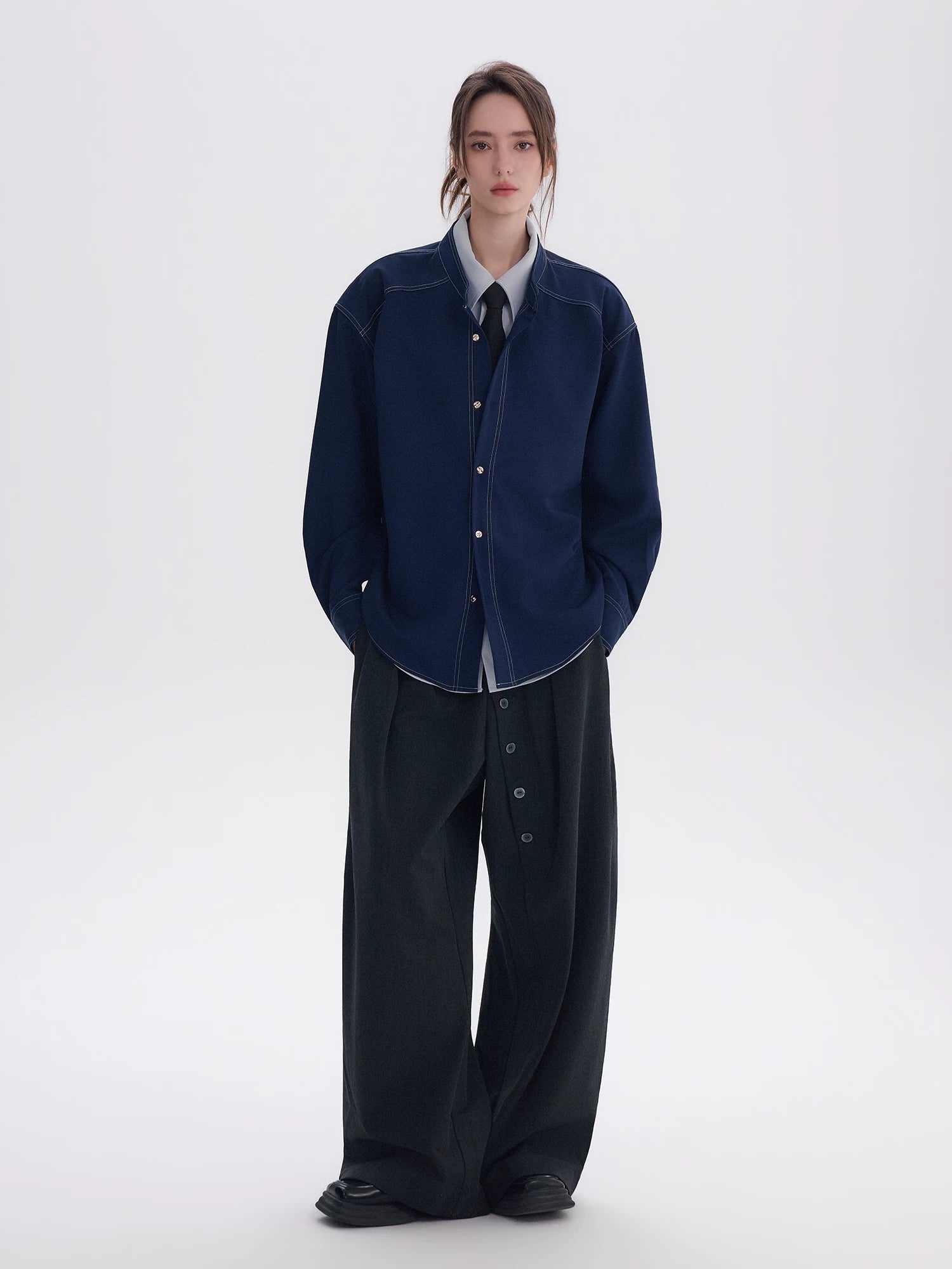 CHOR Fake Two-piece Stand-up Collar Shirt