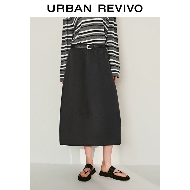 URBAN REVIVO Simple Casual Elastic Waist Super Loose Skirt