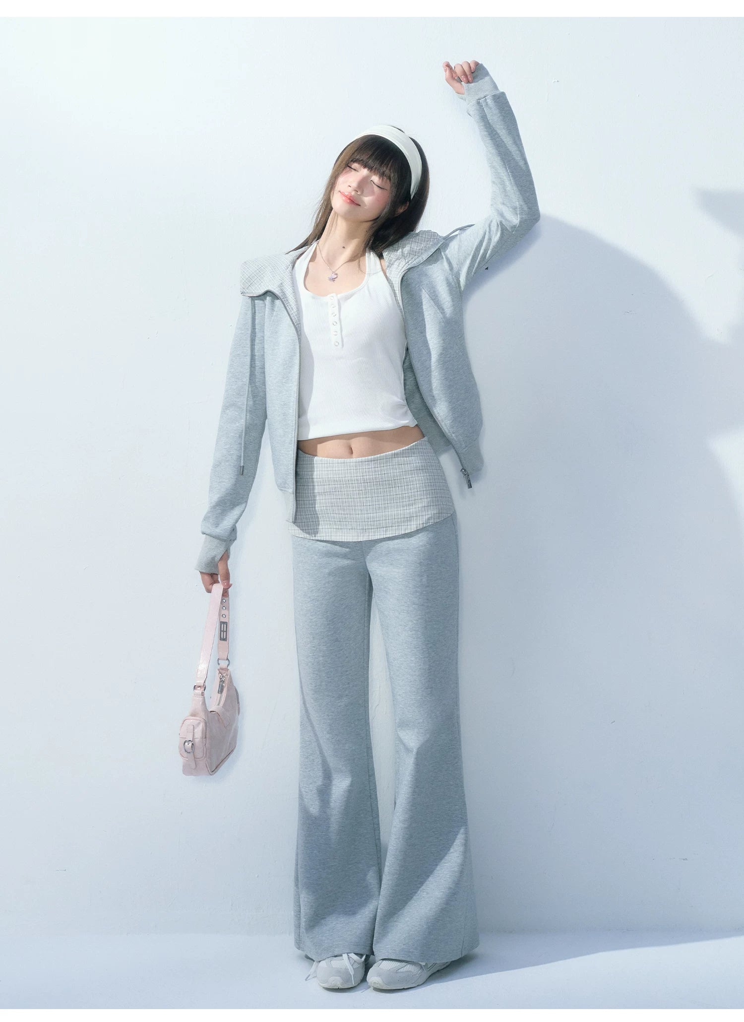 Ablueberry Plaid Paneled Spicy Slacks