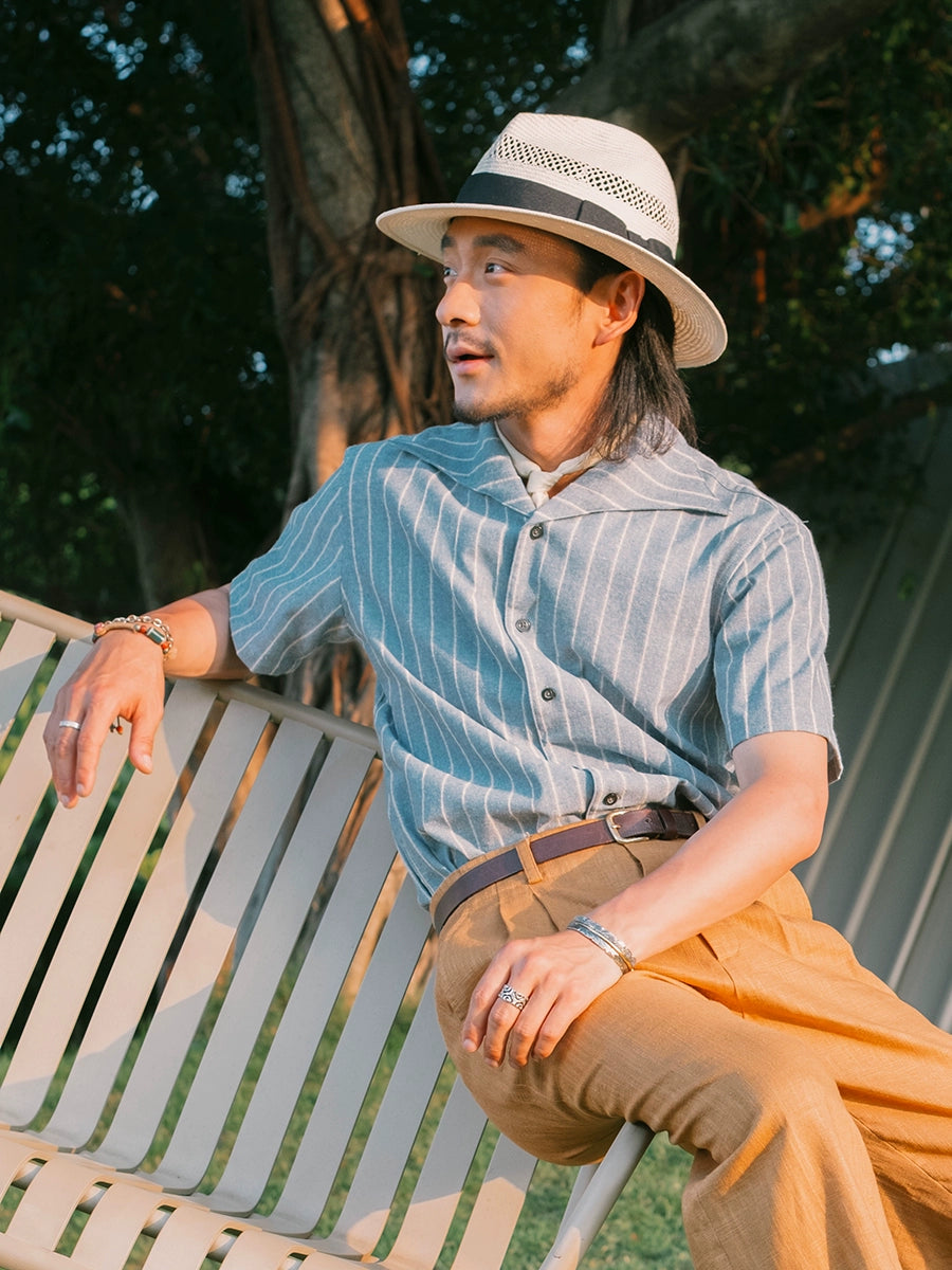 SOARIN Neapolitan Striped Short-sleeved Shirt