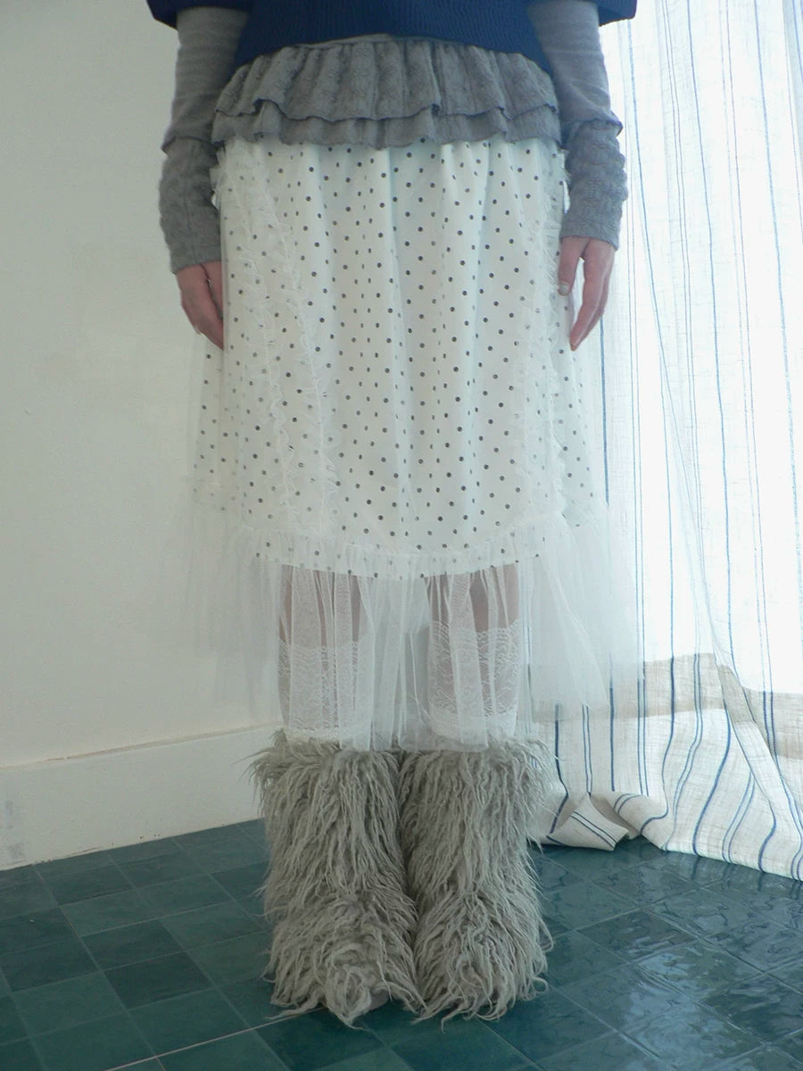 Ang: Project Pleated Mesh Polka Dot Stacked Skirt