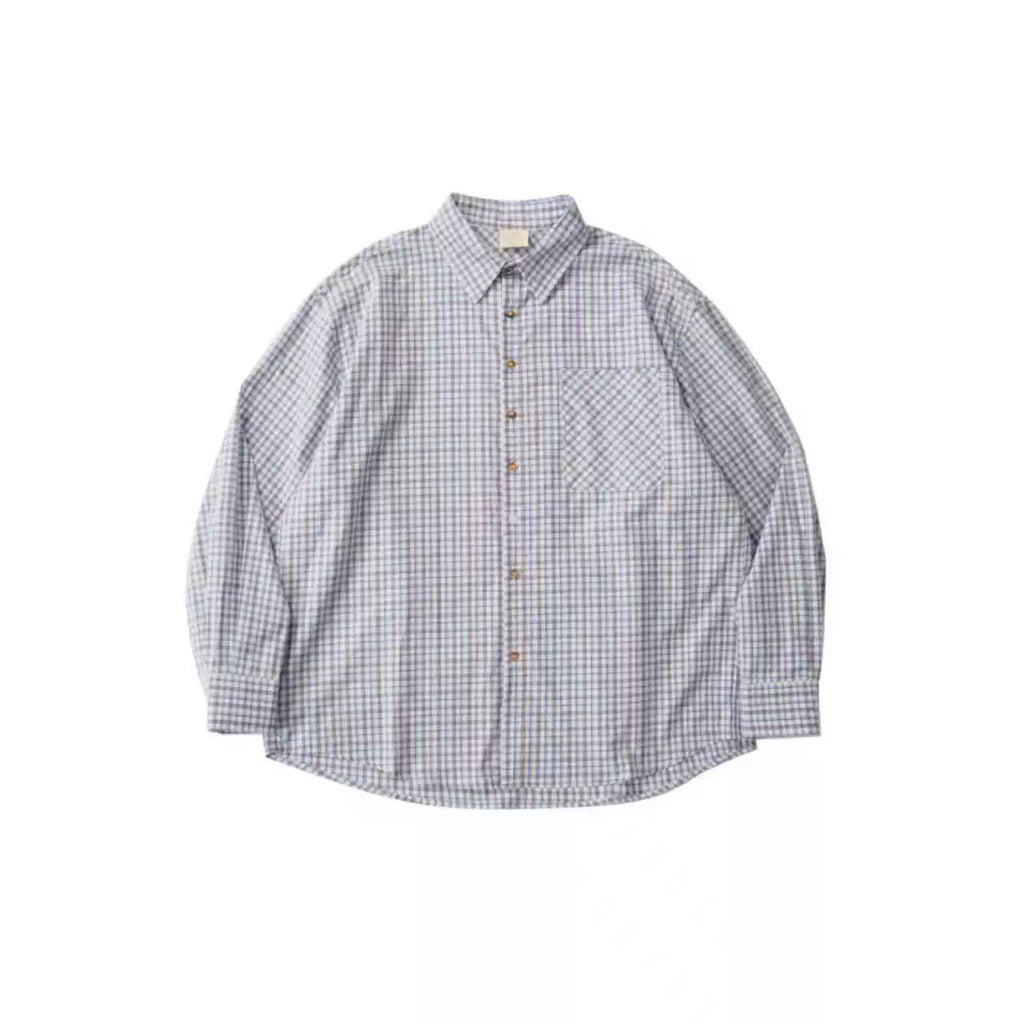 LIVINGTOWN Vintage Versatile Contrast Fine Checkered Shirt