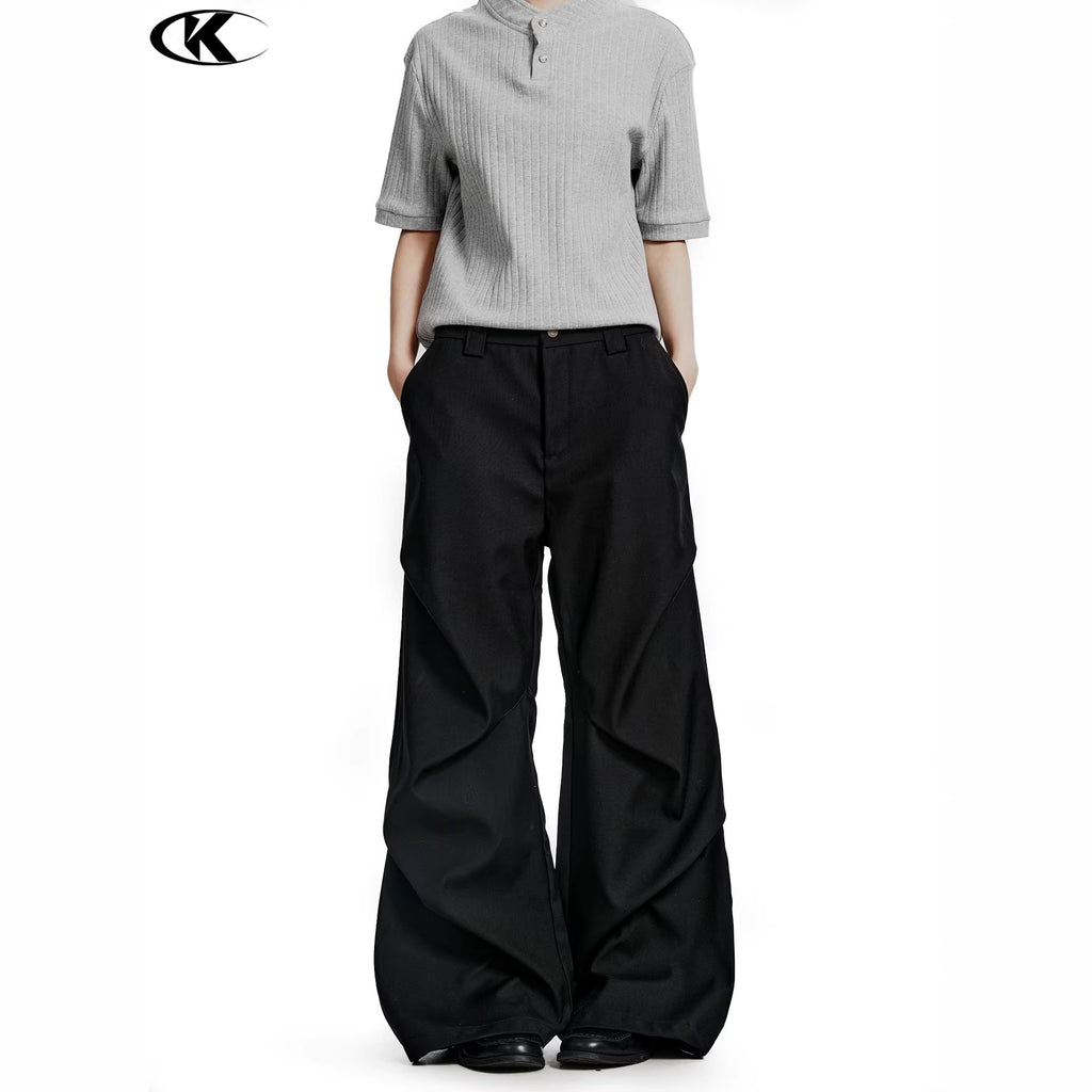 11KN American Retro Pleated Straight Leg Trousers